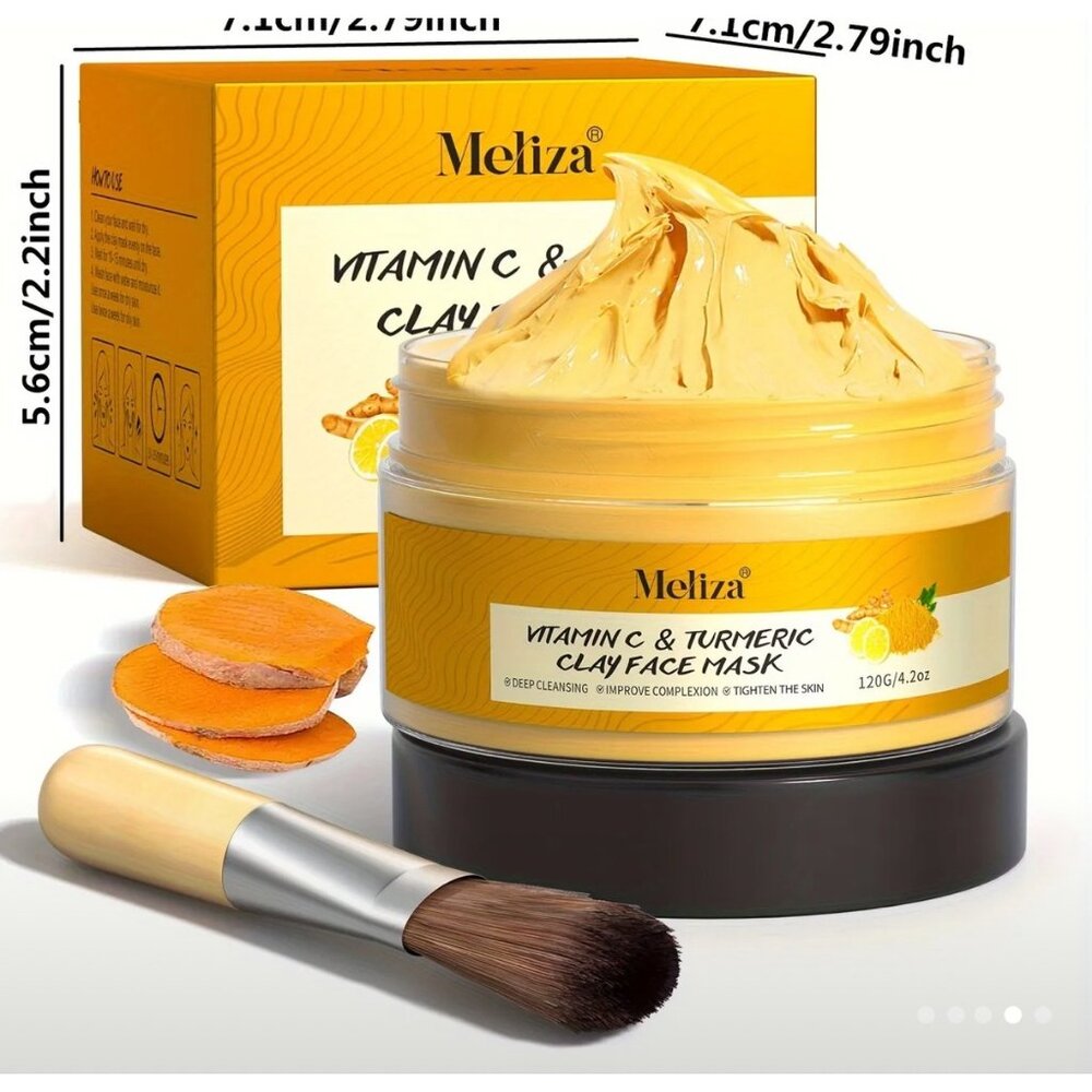 Meliza Vitamin C & Turmeric Clay Face Mask 120g  Deep Cleansing & Moisturizing